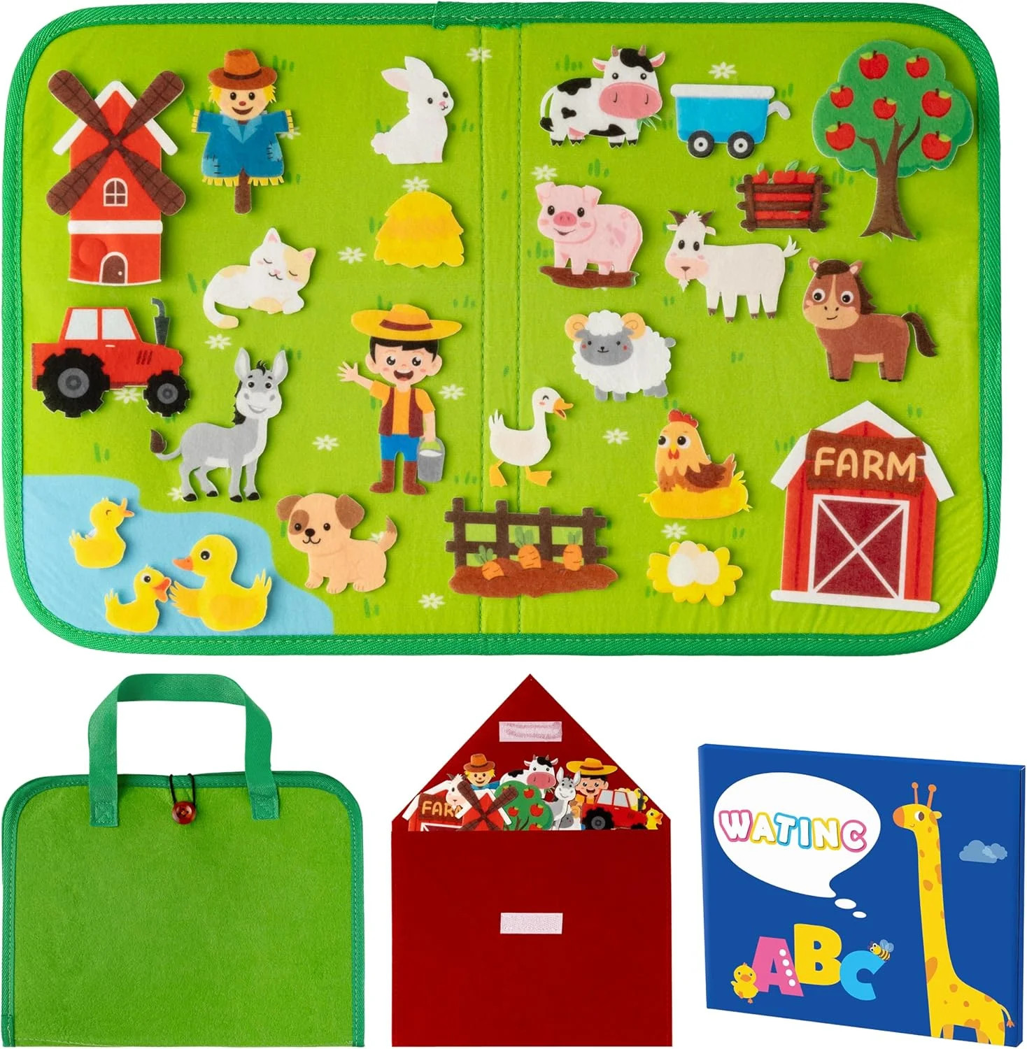 WATINC Travel Felt Board Story Set – 25PCS Portable Felt Board Educational Birth