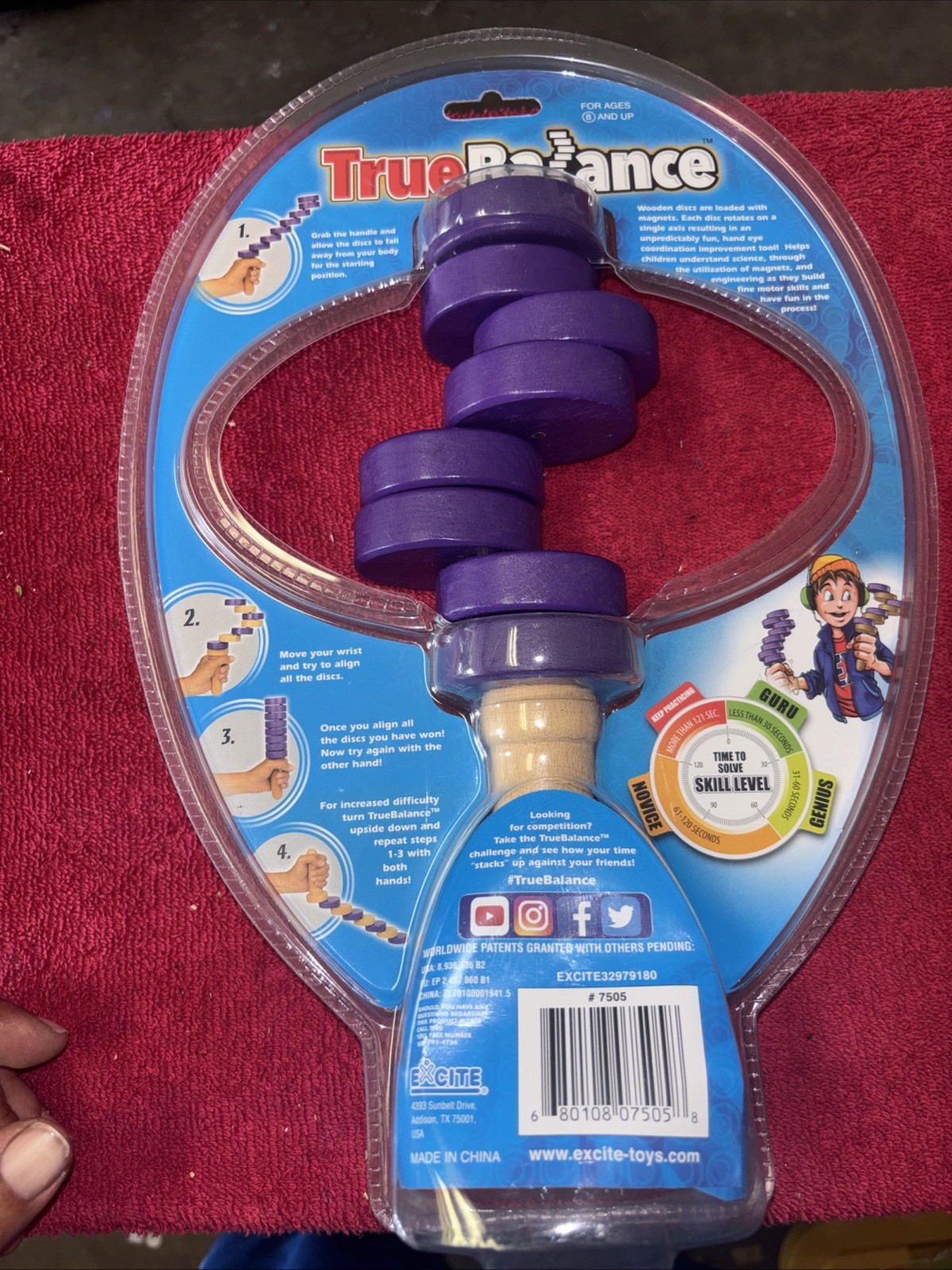 True Balance Handheld Wooden Toy Game by Excite STEM Coordination Blue SEALED