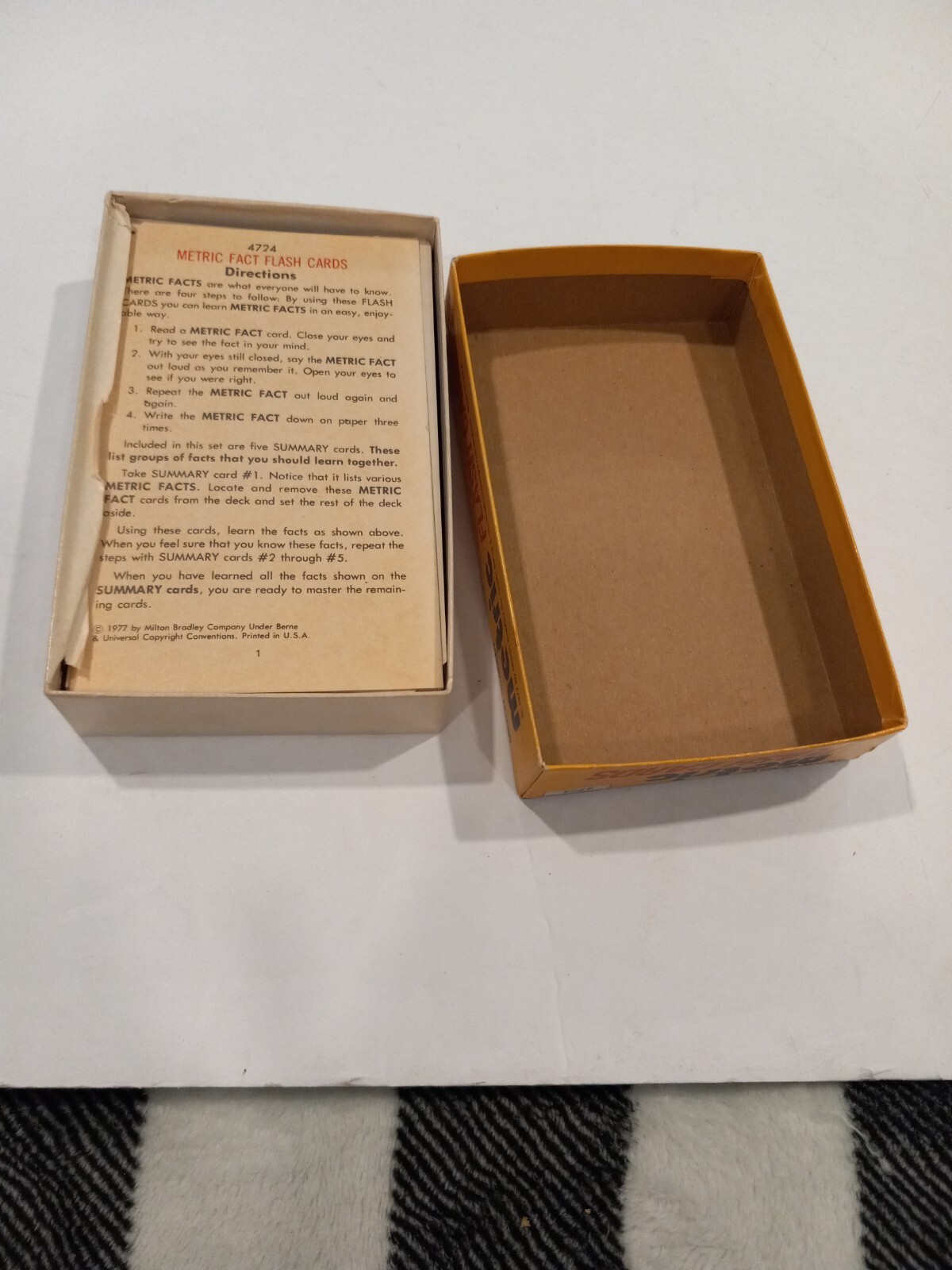 Vintage Milton Bradley Metric Flash Cards 1977