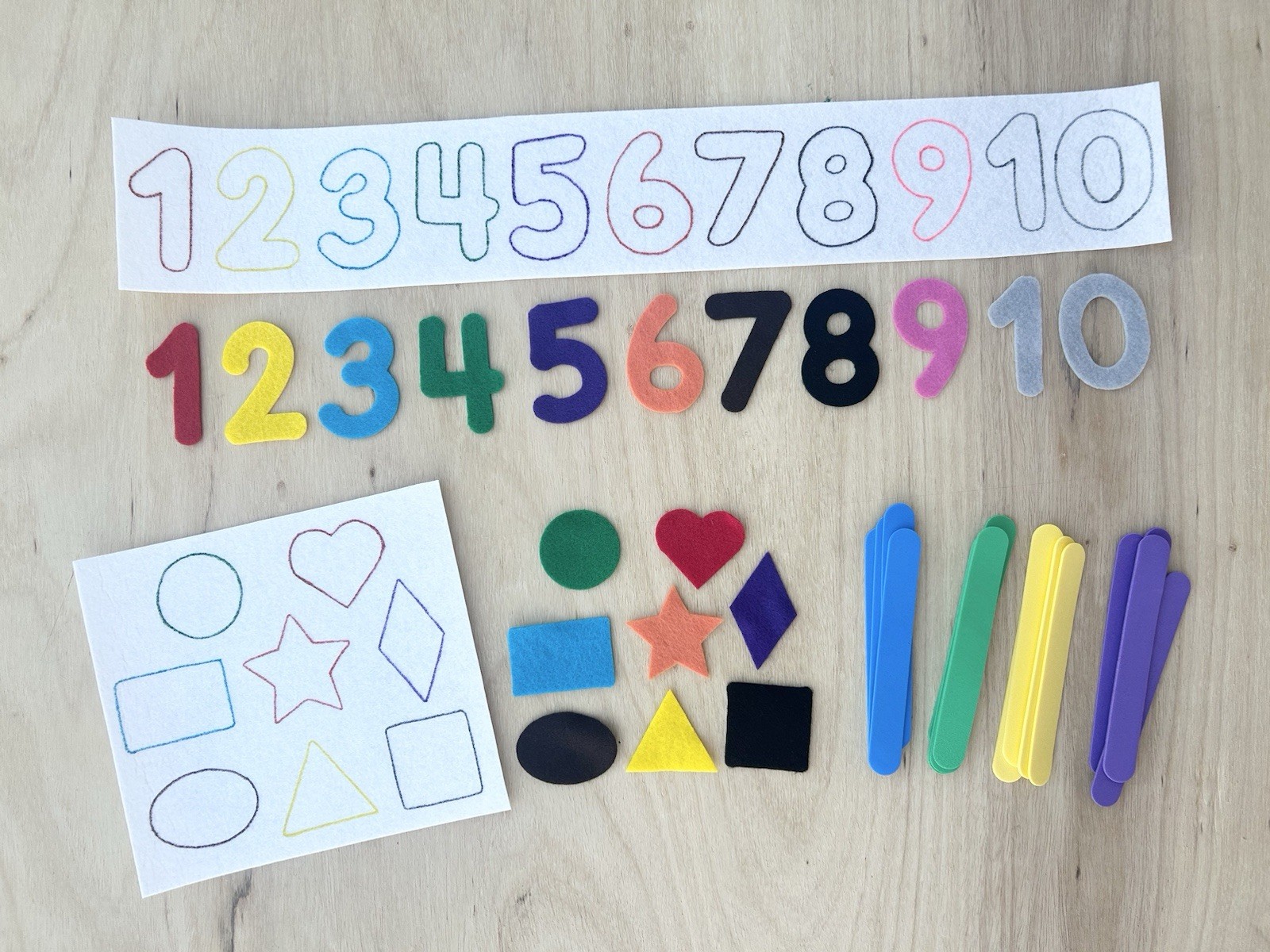 Toddler Preschool Busy Bag Quiet Activities with Felt Shapes & Numbers