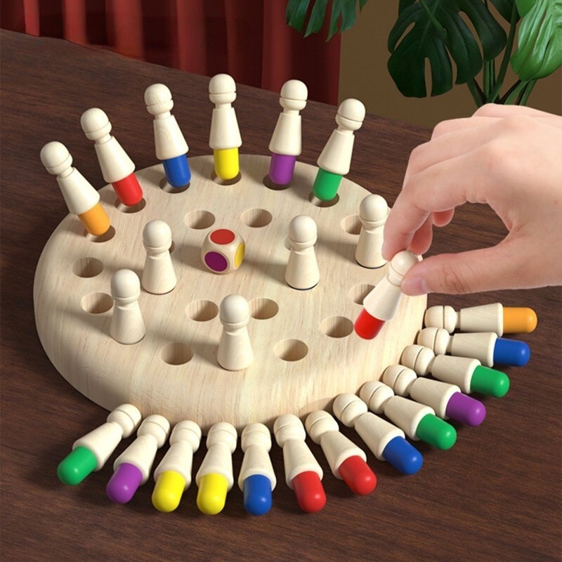 Wooden Memory Match Stick Chess Color Game Board Puzzle Kids Educational New Toy