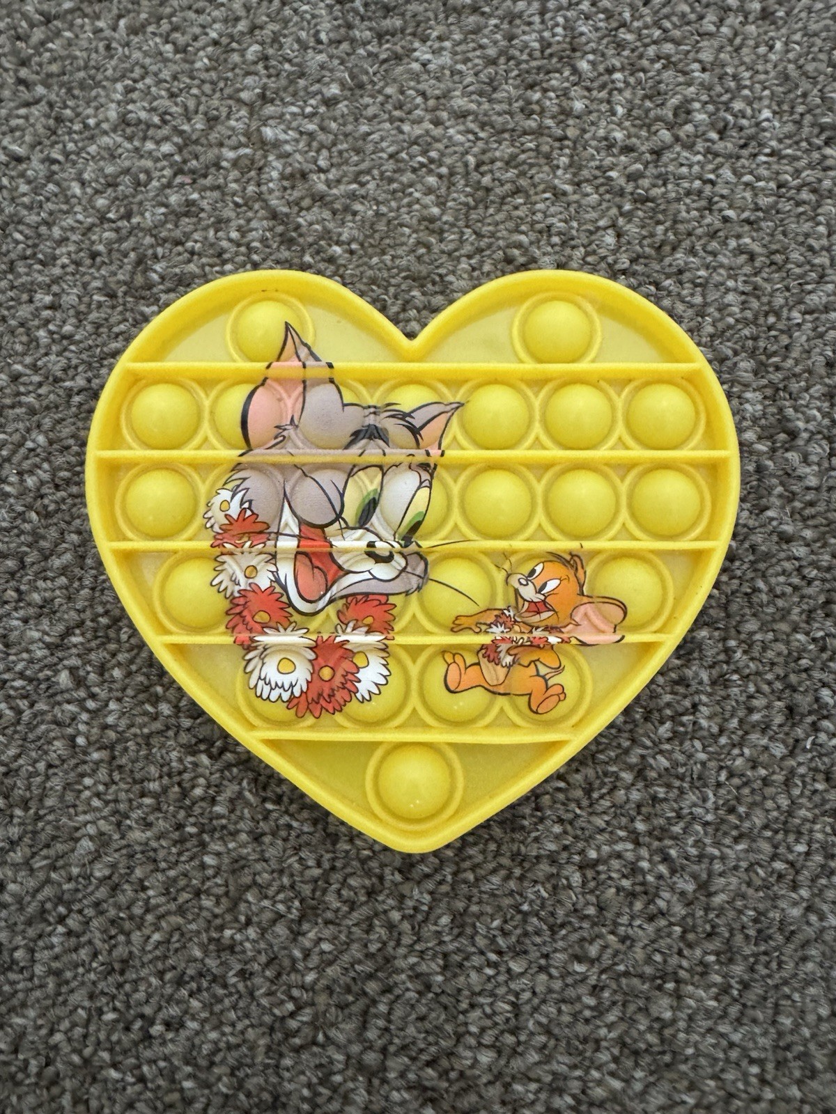 Tom & Jerry Yellow Heart Cat Mouse Push Pop Squisher SKU:K