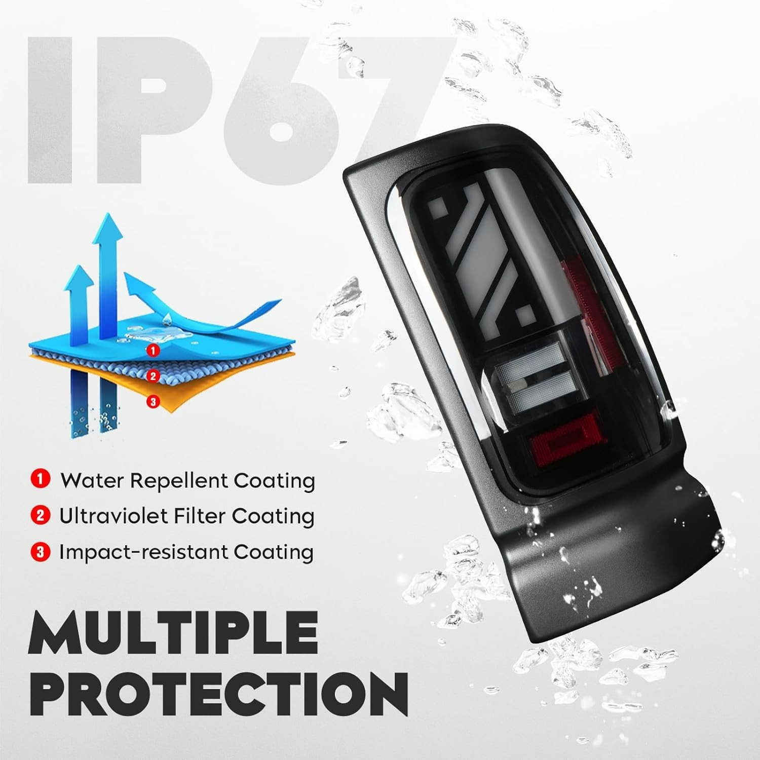 LED Tail Lights Assembly Compatible with Ram 1500 1994-2001, Ram 2500 3500 19…