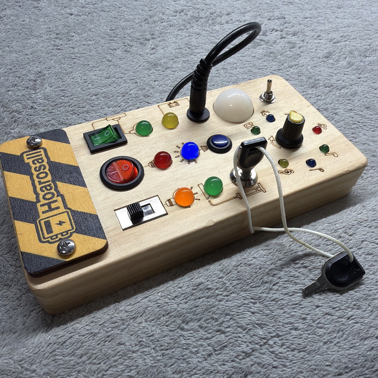 Handcrafted Montessori Busy Board for Ages 1+, 8 LED Lights for Sensory Learning