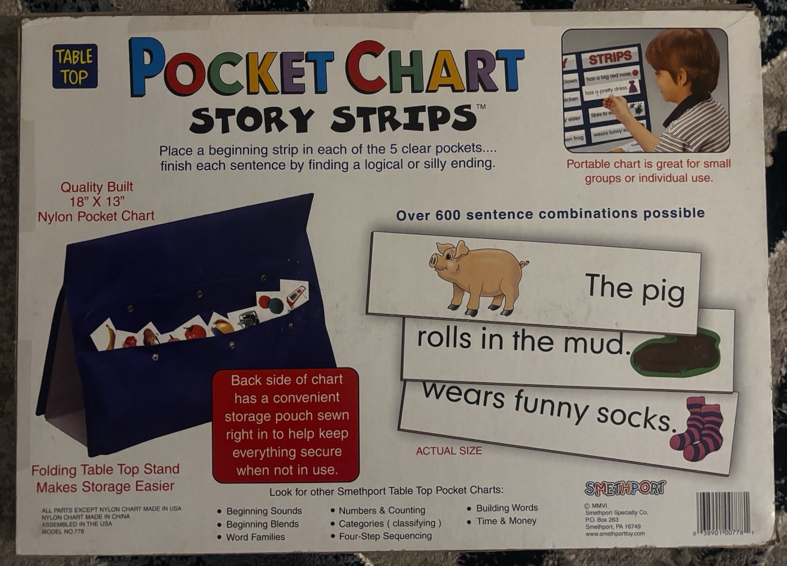Smethport Table Top Pocket Chart Story Strips, Pocket Chart, Table Stand, Guide