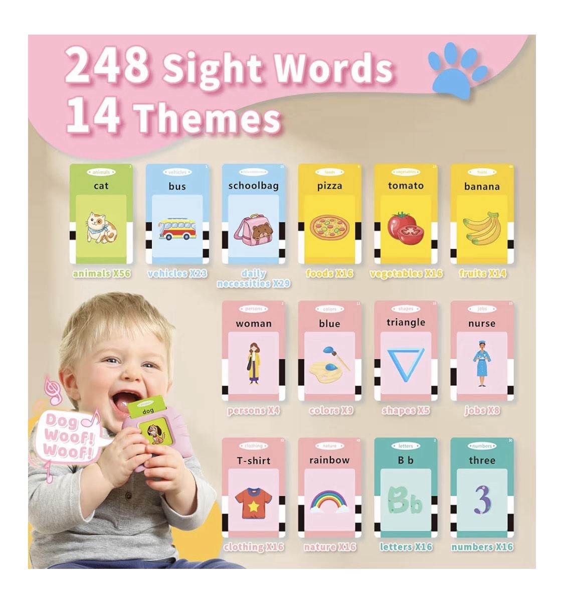 Montessori Mission Talking Flash Cards Toddler Toy for 3 4 5 6 Year Old