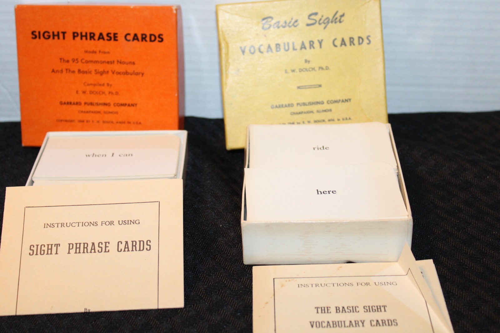 Lot of VTG Dolch® Flash Cards: Basic Sight Vocabulary Cards; Sight Phrase Cards
