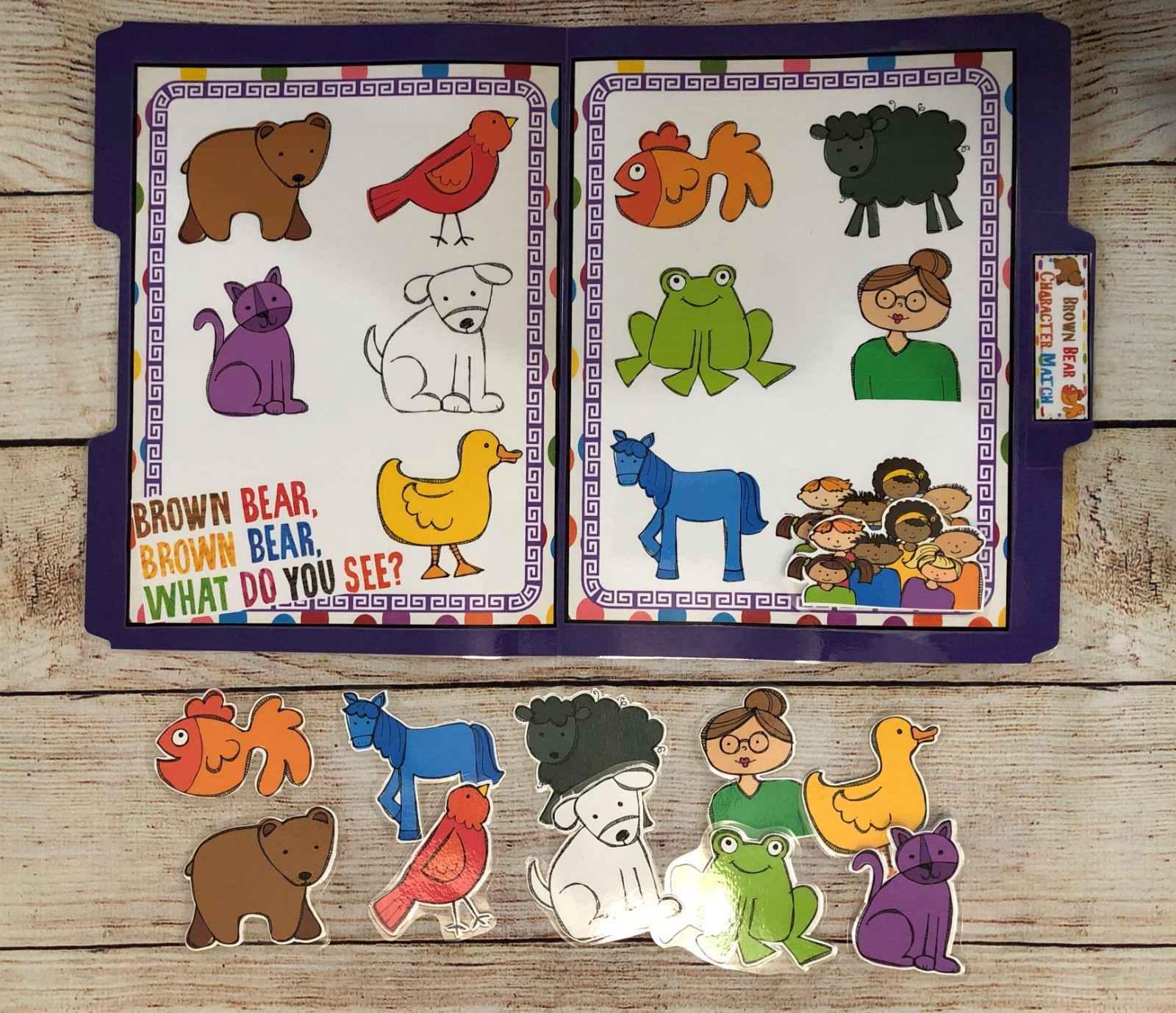 Brown Bear Character Match Visual Discrimination File Folder Game Kinder PreK