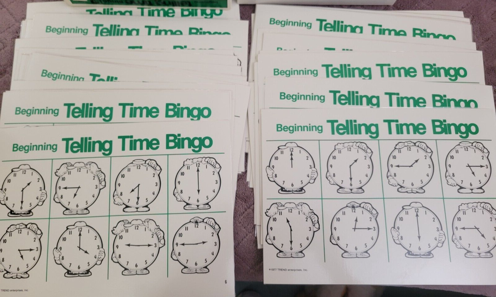 Vintage Trend Beginning Telling Time Bingo Complete – Active Learning -1977