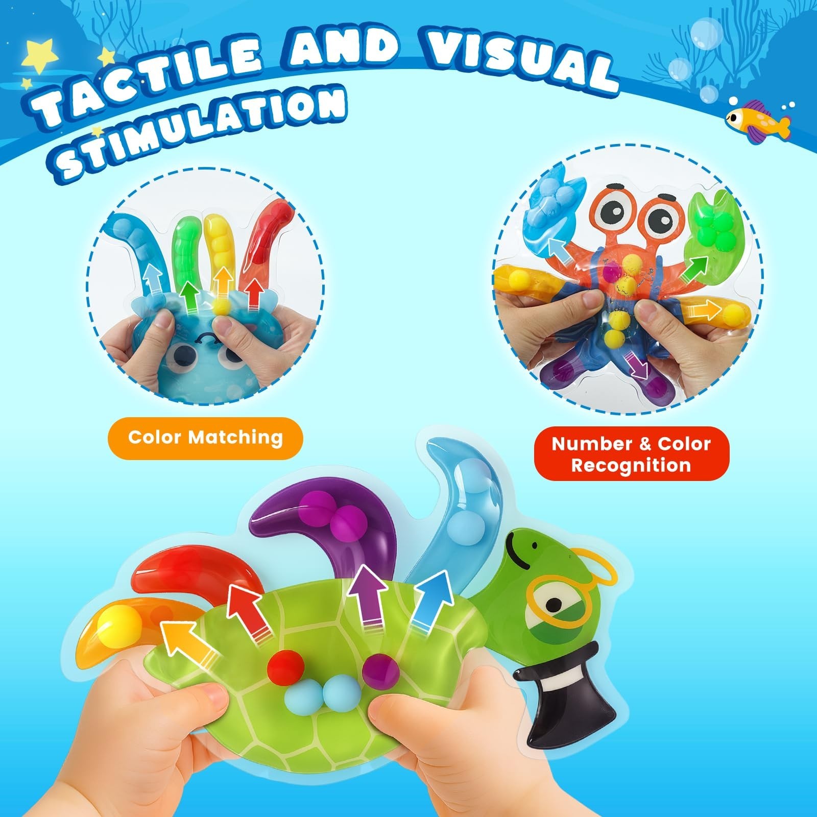 3 otters Color Sorting Sensory Toys, Sea Animals Fine Motor Matching Games Fi…