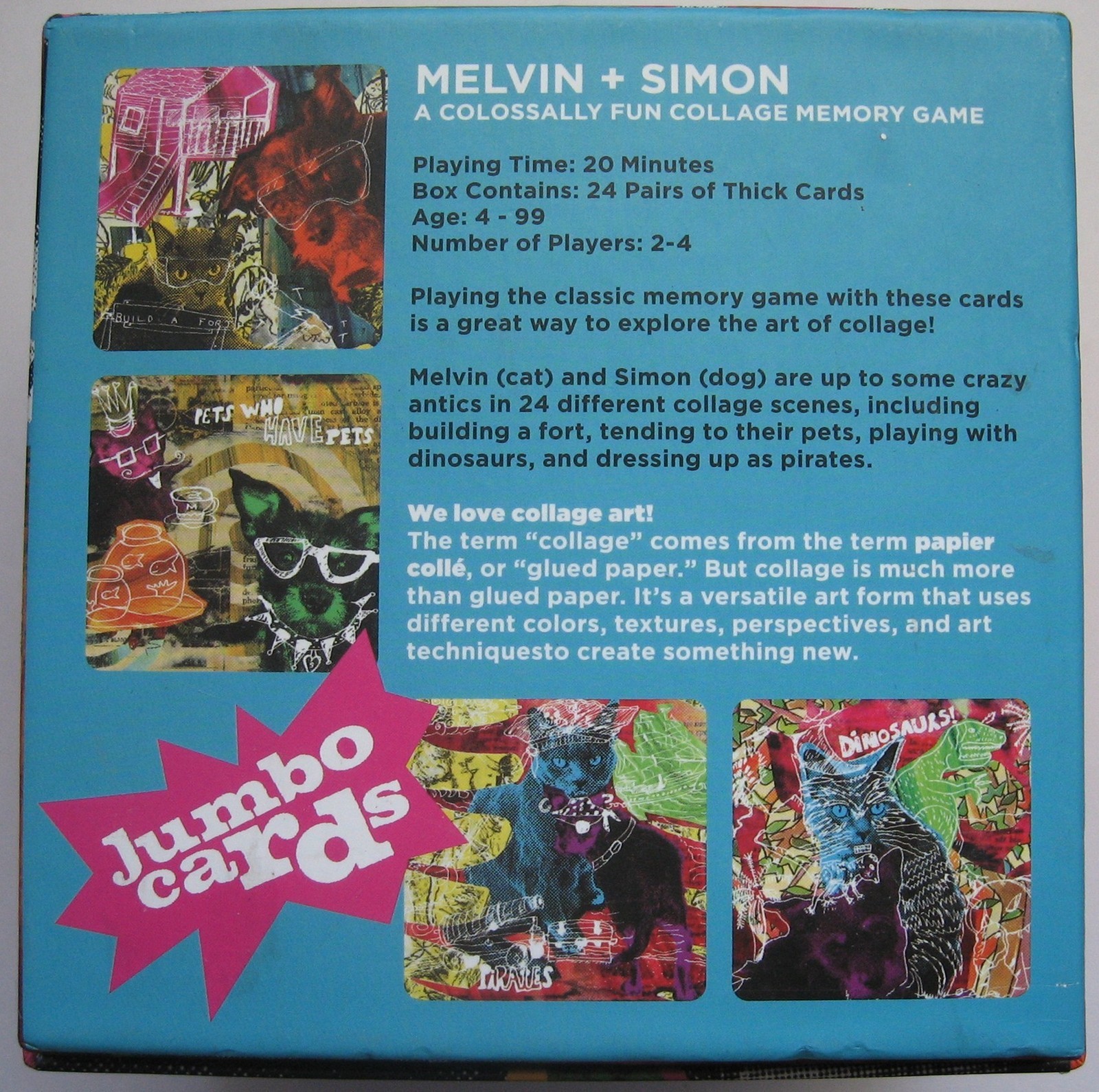 Melvin + Simon Matching Game Collage Cards Age 4+ Pairs Memory Activity