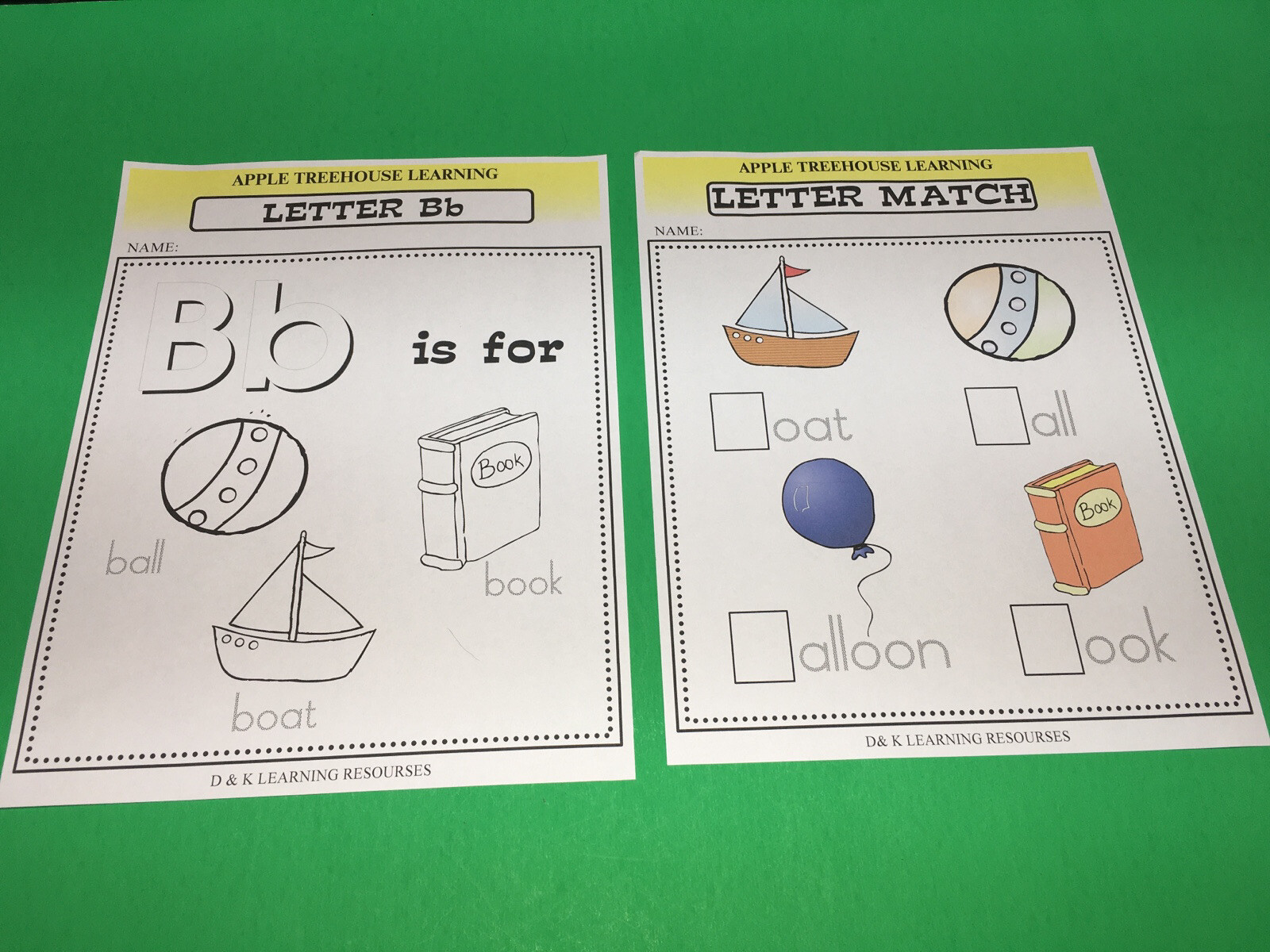 Letter Bb – Apple Treehouse Worksheets – Preschool Teaching supplies 20pgs