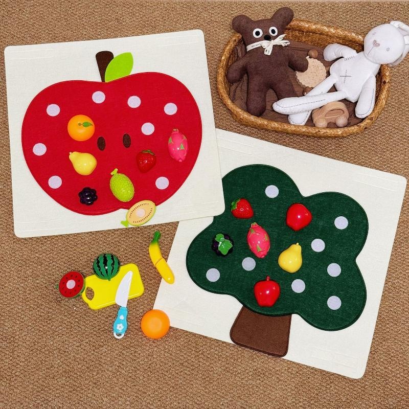 1 Set Baby Felt Board Play Food Toys Wall Sticker Fruits Pretend Play Games