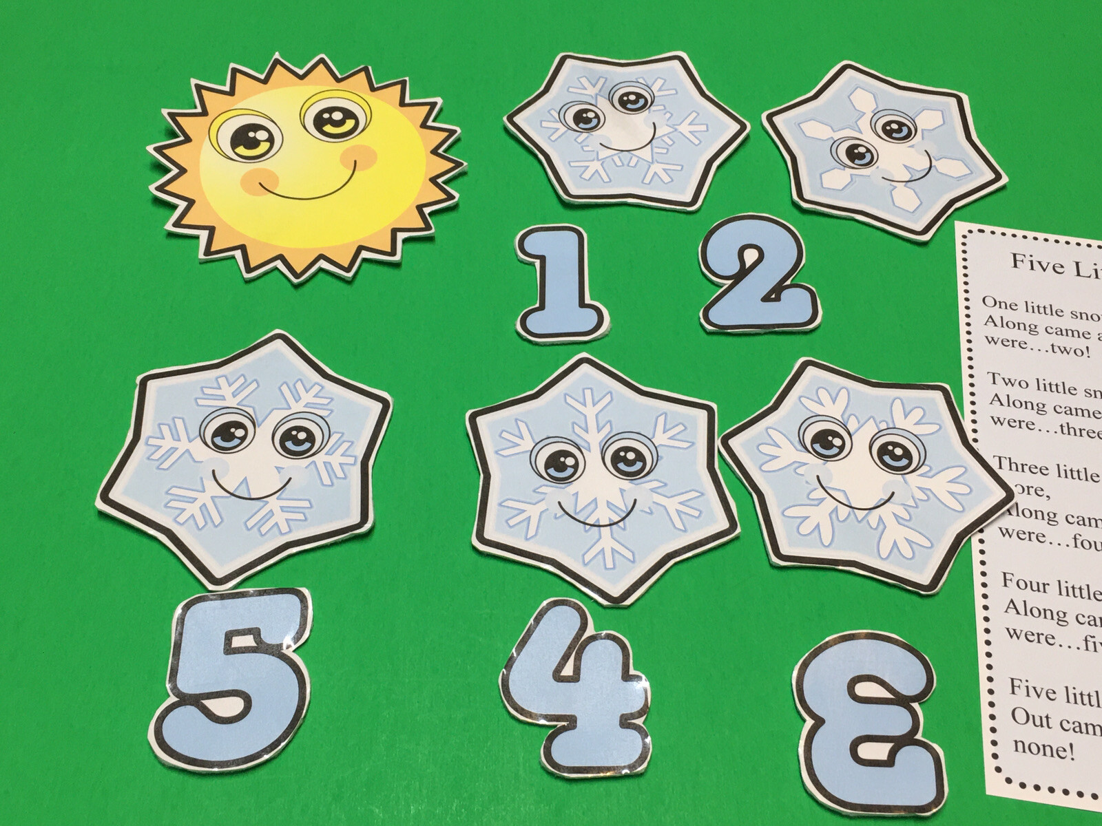 Five Little Snowflakes Precut Flannel / Felt Board Figures Set 11 pieces