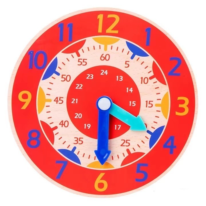 Wooden Montessori Teaching Clock 14cm / 5.5″ Kids Time Learning Toy Toddler Aid