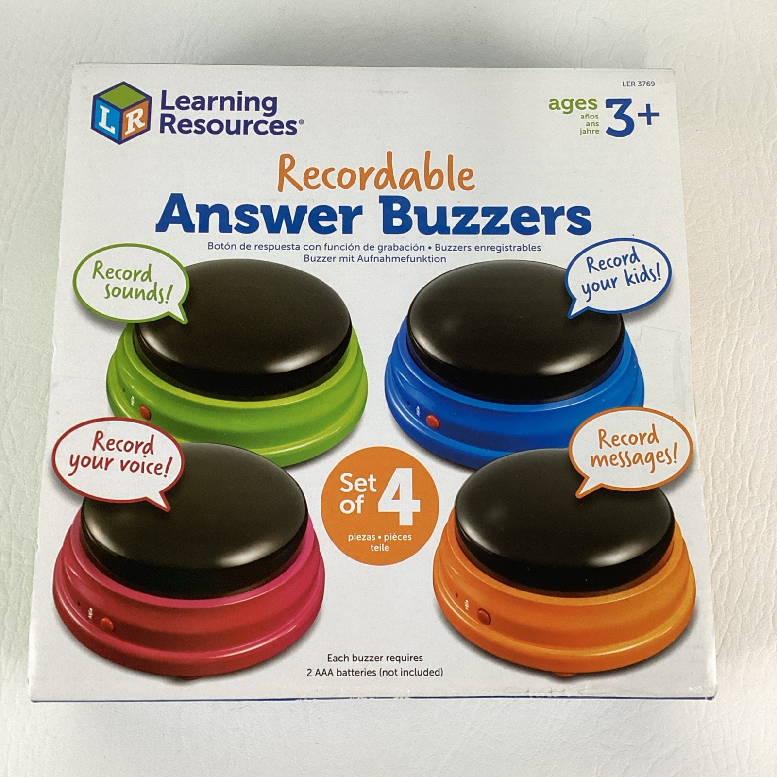 Learning Resources Recordable Answer Buzzers Custom Buttons Color Base Set