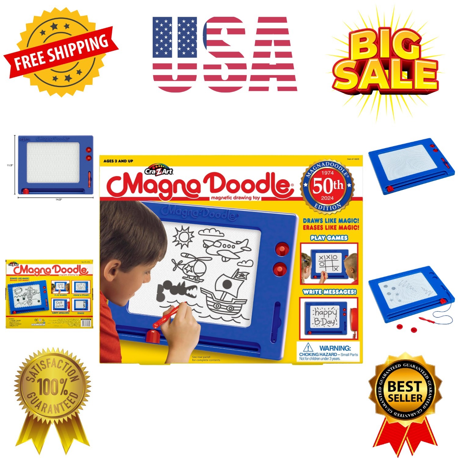 Retro Magna Doodle – 50 of Creative Fun – Classic Magnetic Drawing Board Toy…