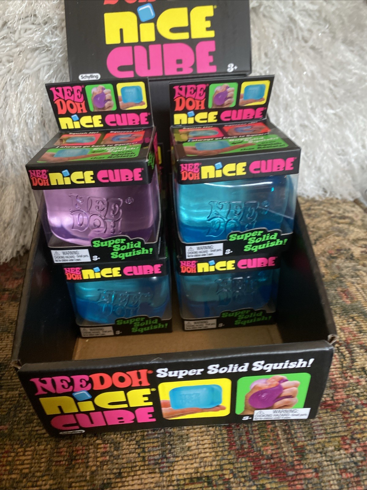 Nee Doh Nice Cube (6 Cubes) With Display Box 5 Blue . 1 Purple