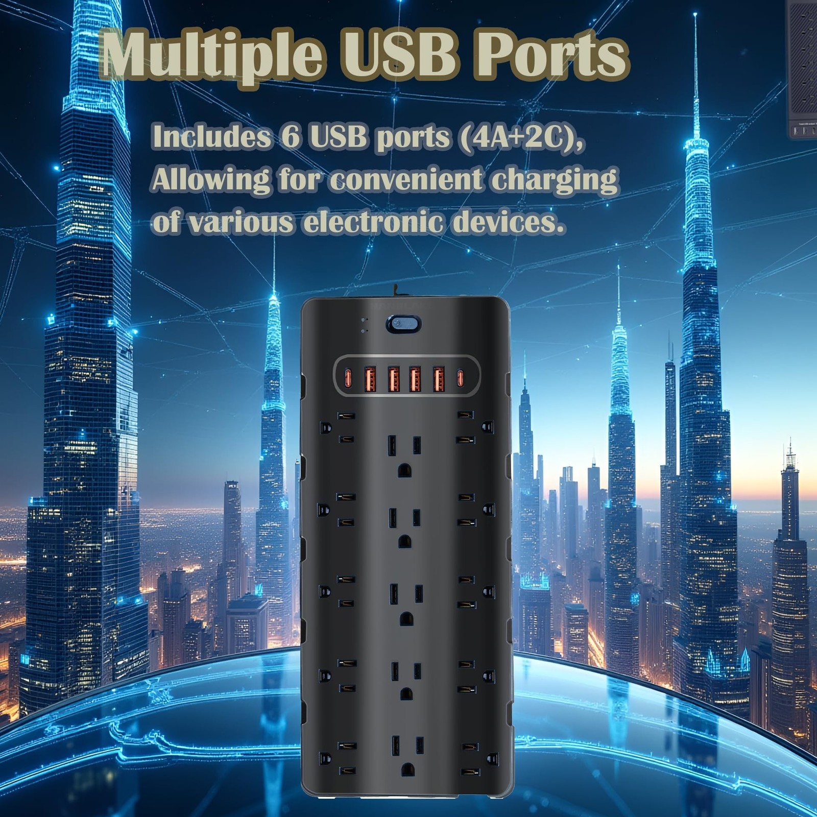 20 Amp Power Strip Surge Protector,Heavy Duty 12 Gauge 6.5 ft Cord/25 AC Outl…