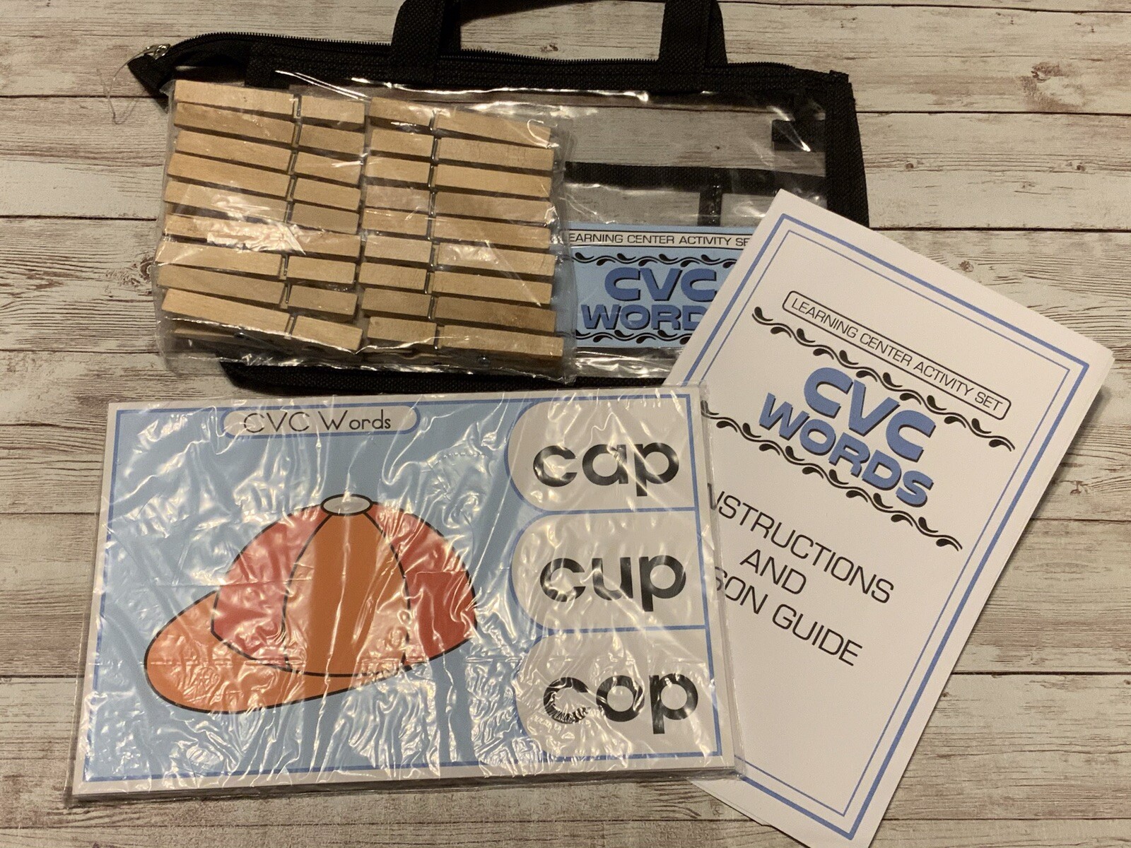 Learning Center Activity Set – CVC Words – Clothespin Learning Center