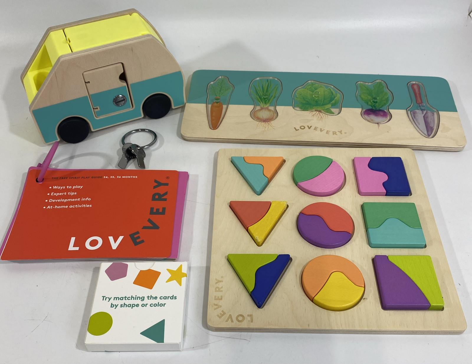 Lovevery Lot Montessori Toy Land Sky Puzzle Wood Camper Community Veggie Garden