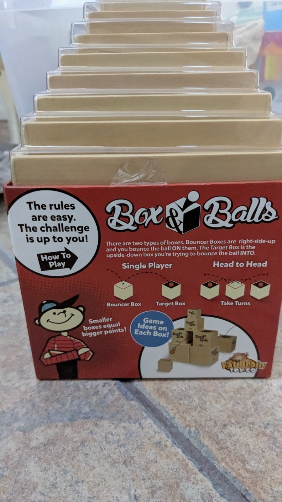 NIB Box & Balls Fat Brain Toy Company – Open-Ended Trick-Shot Game Ages 5-Adult