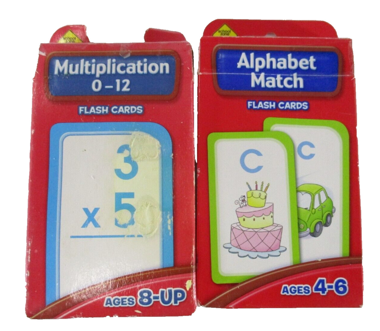 School Zone Multiplication 0-12 Complete and Alphabet Match Flash Cards Ages 4-8