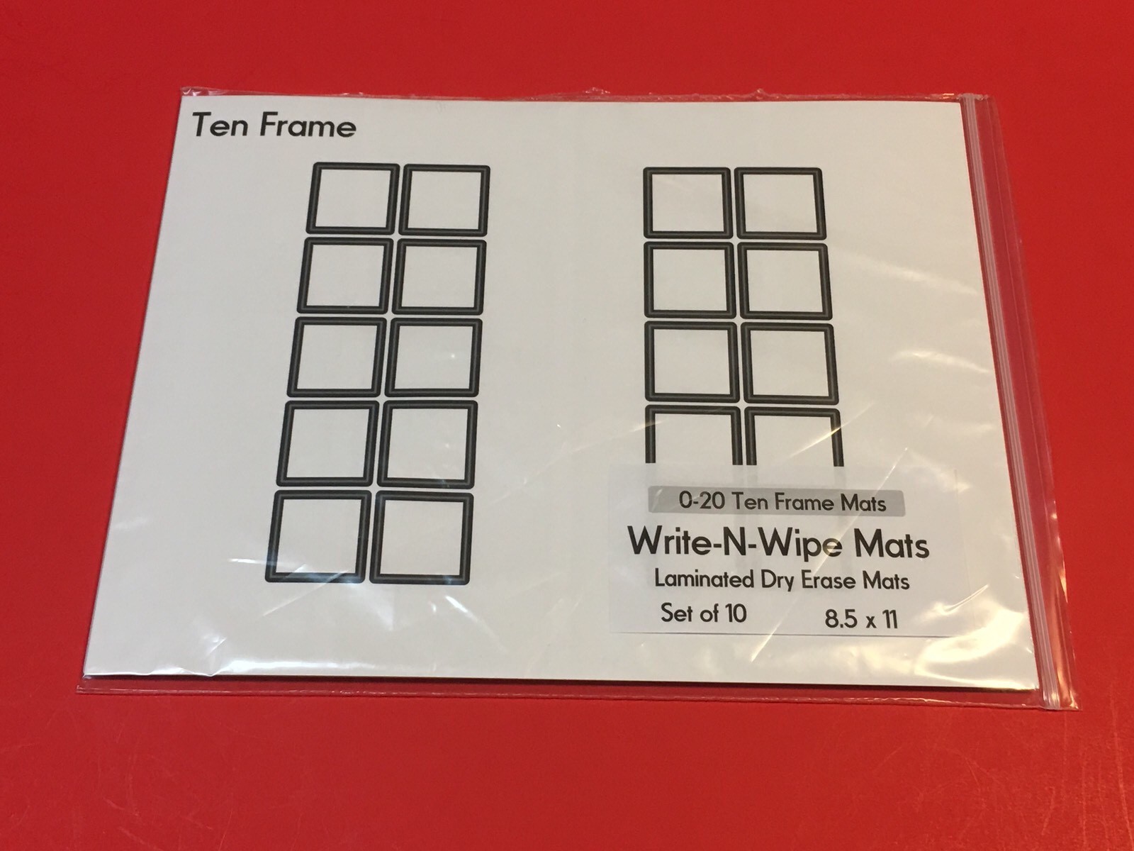 (Set of three ) 0 – 20 Ten Frame Mat – Laminated Dry Erase Mats