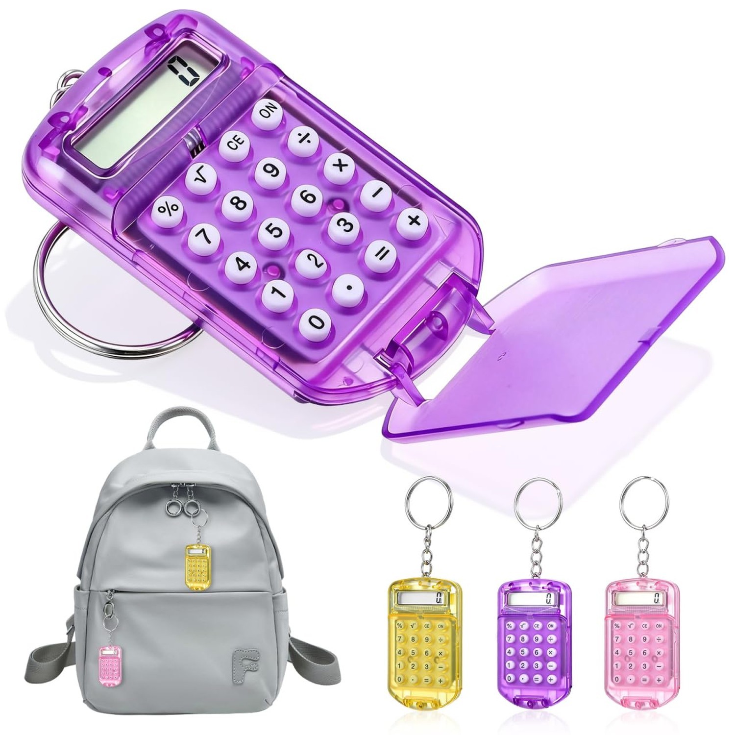 NUOBESTY 3Pcs Mini Calculator Keychain, Tiny Pocket Calculator with Key Ring …