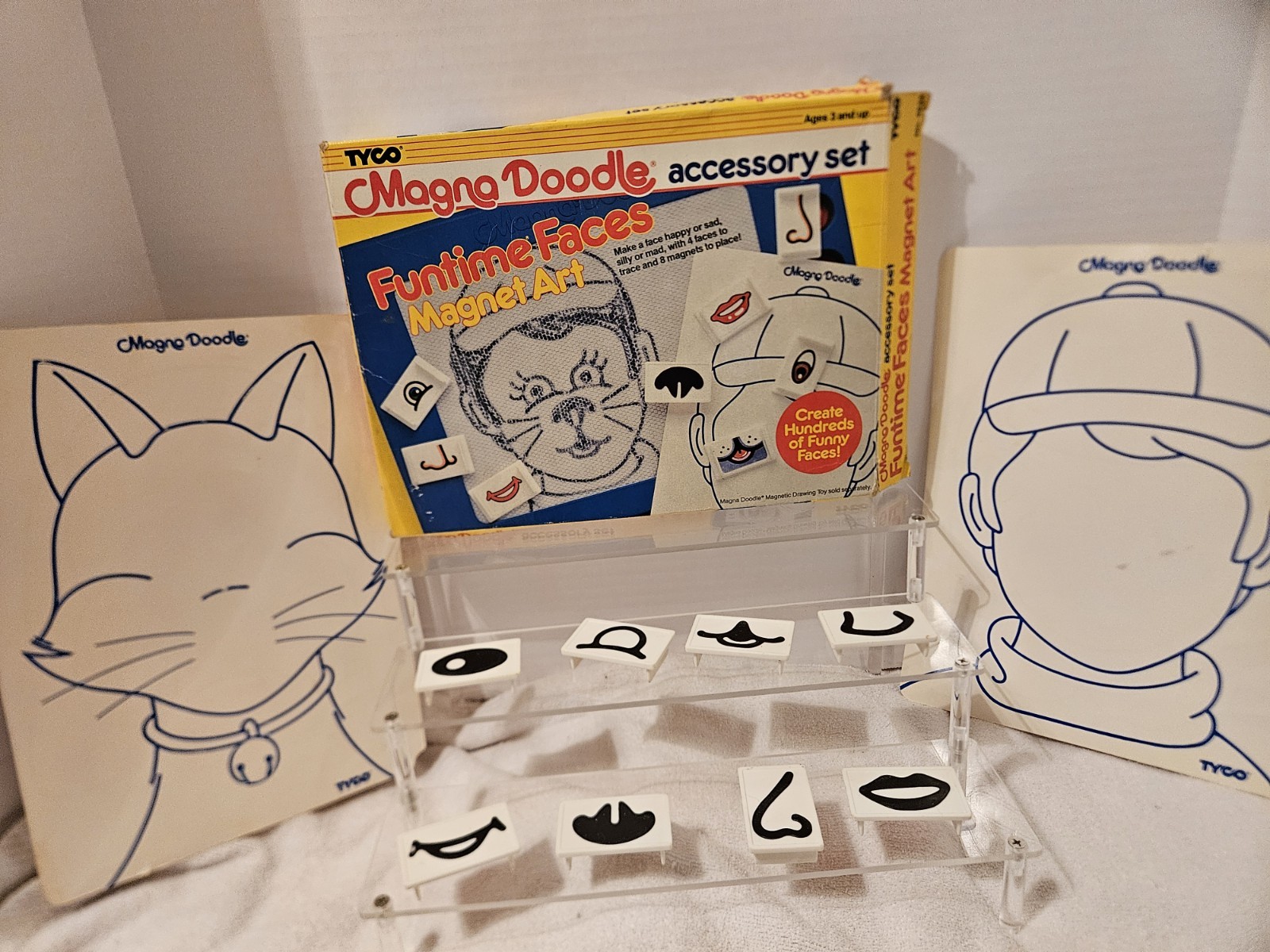 1990 Tyco Magna Doodle Funtime Faces Magnet Art Accessory Set 4831 – Complete
