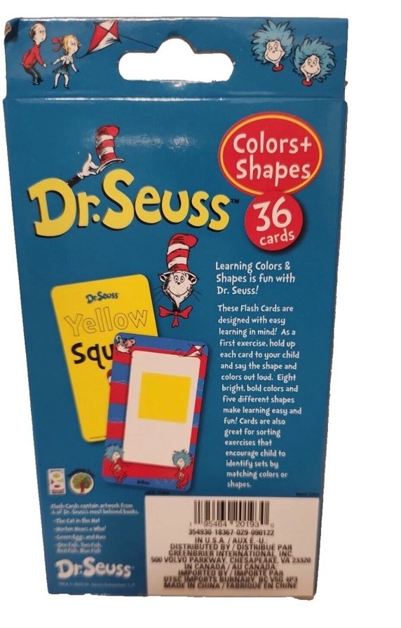 Dr. Seuss Learning Flash Cards: ABC’s & Words/Colors & Shapes/Numbers – Lot of 3