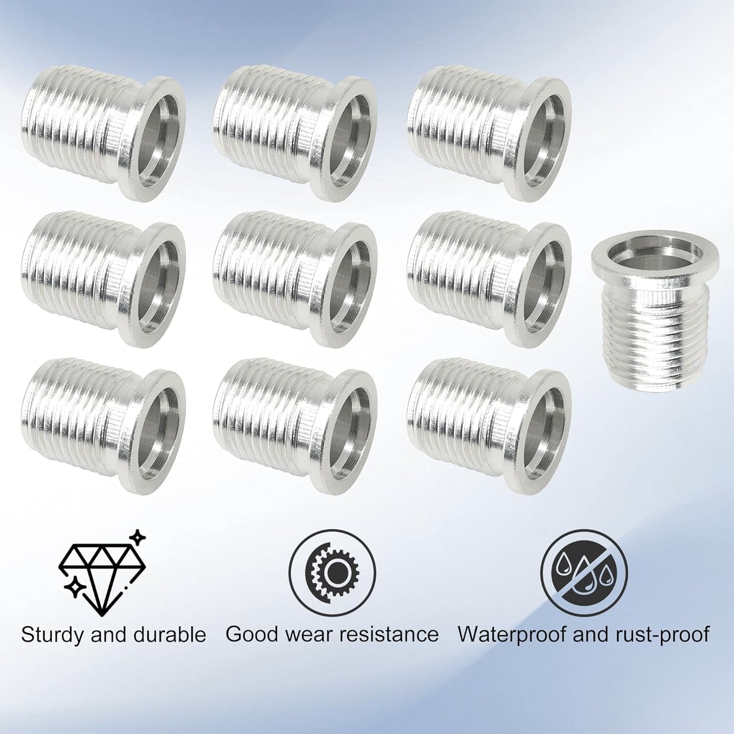CAL389-100 14mm Spark Plug Port Insert Stainless Steel 10 PCS Compatible with