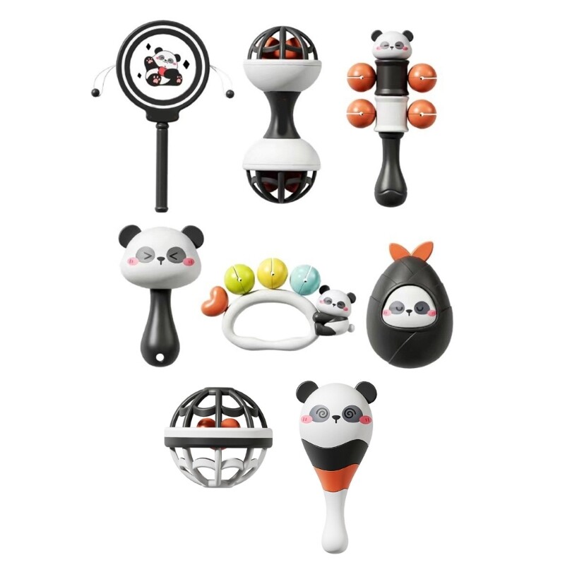 Handheld Shaker Toy for Infant Cartoon Panda Shape Newborns Gift Fun Activity