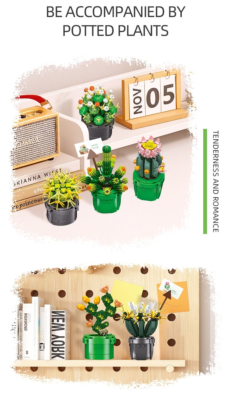Cactus Potted Plant Set 9 Sets Building Blocks Creative Toy