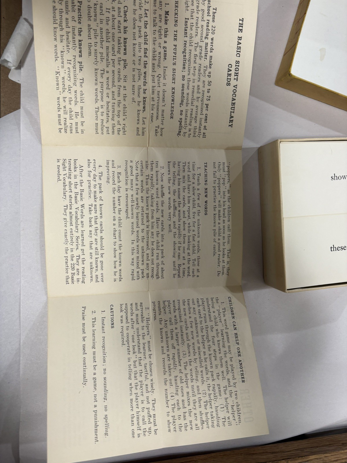 Vintage Basic Sight Vocabulary Cards By E.W. Dolch 1949 Garrard Press 1952 EUC