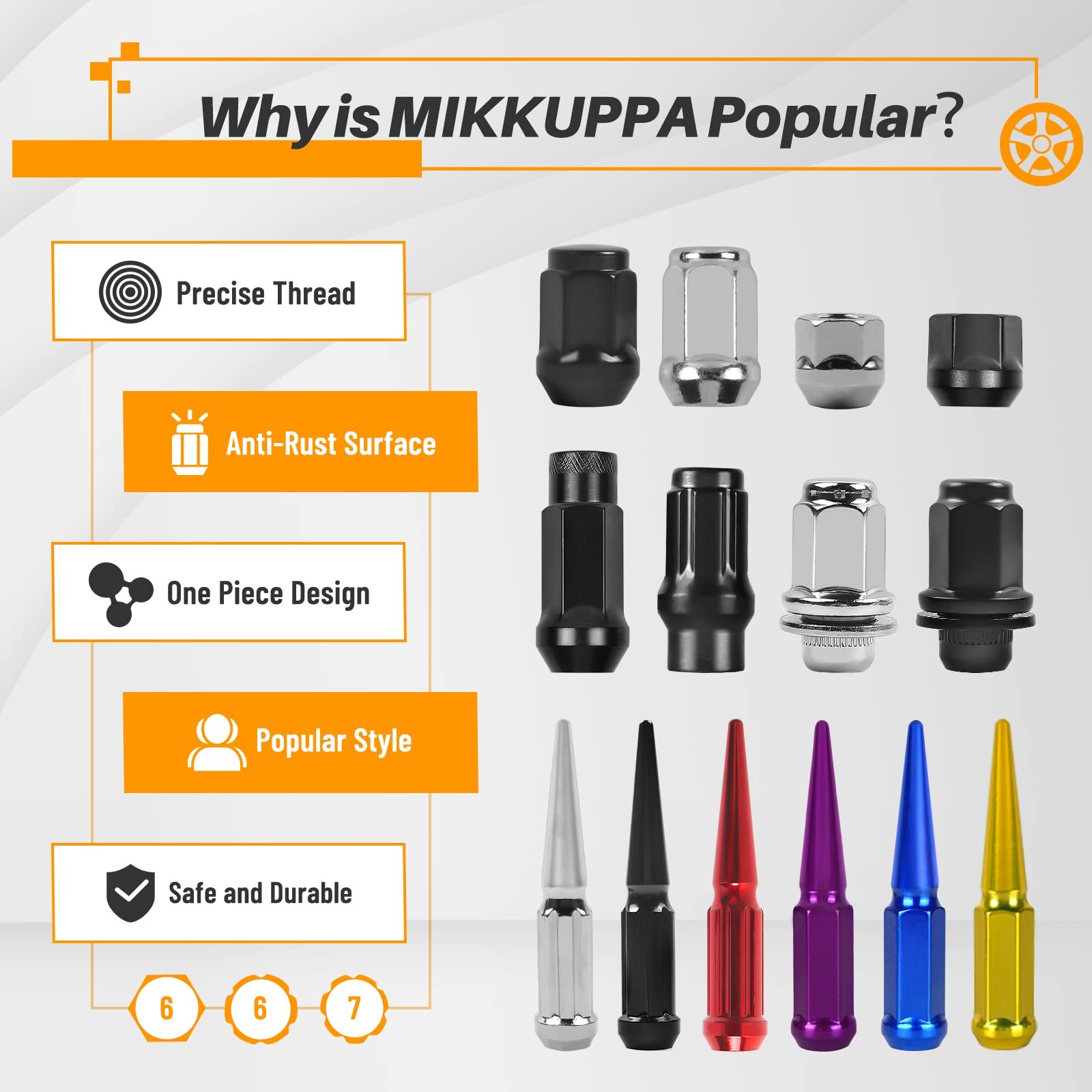 MIKKUPPA Gold M14x1.5 Lug Nuts 24 Packs Open End