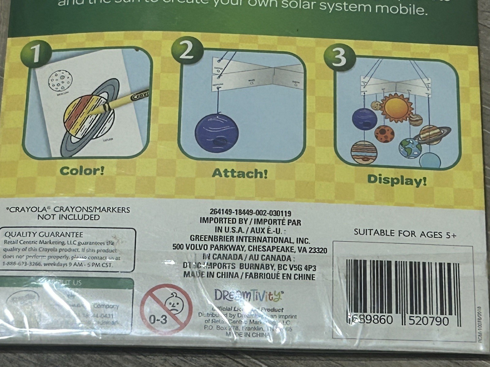 Crayola Solar System Mobile Kit Creative Classroom Teaching Tree Planets DIY