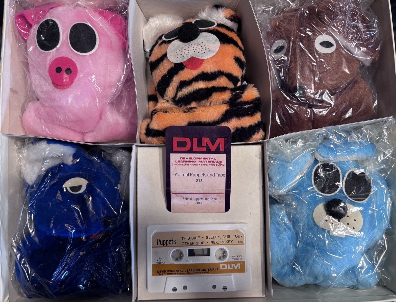 Vintage NEW Speech Training Materials 5 puppets and a cassette tape!