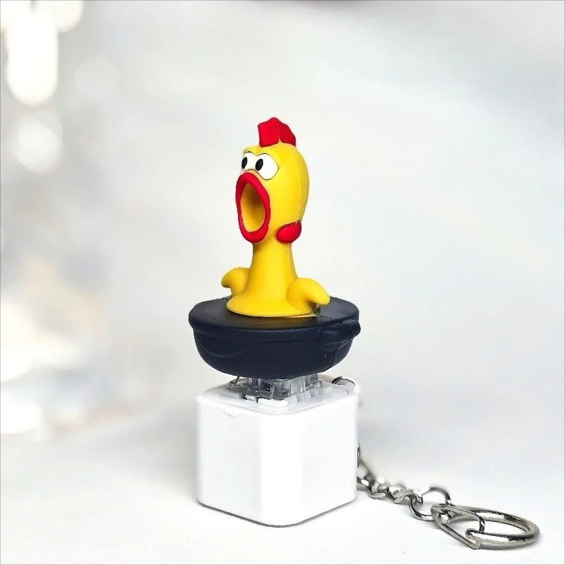 Screaming Chicken Keychain Sound Light Fidget Toy Bag Pendant Gift