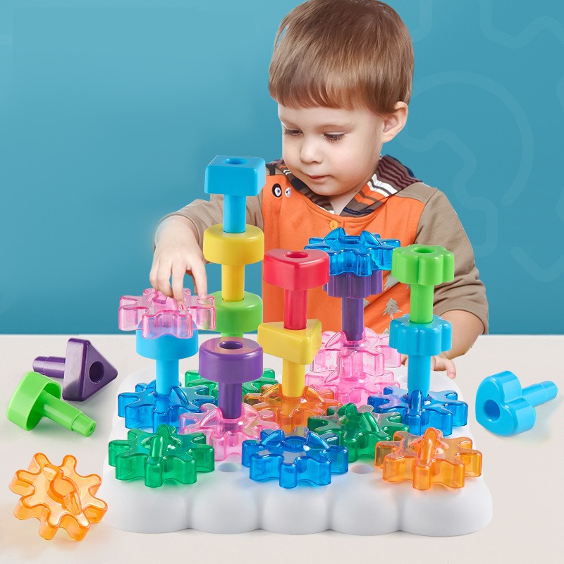 43PC Gear & Peg Board Game Set DIY Construction Stacking Lacing Toys for Age 3+