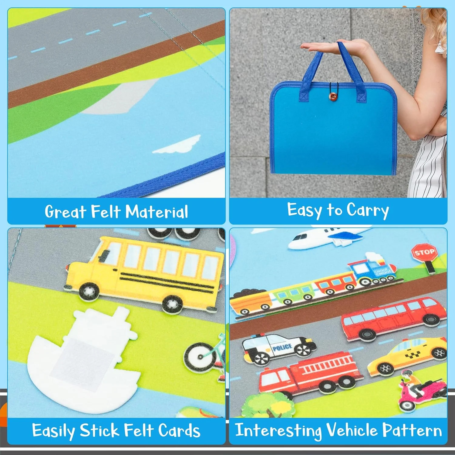 WATINC Travel Felt Board Story Set – 25PCS Portable Felt Board Educational Birth