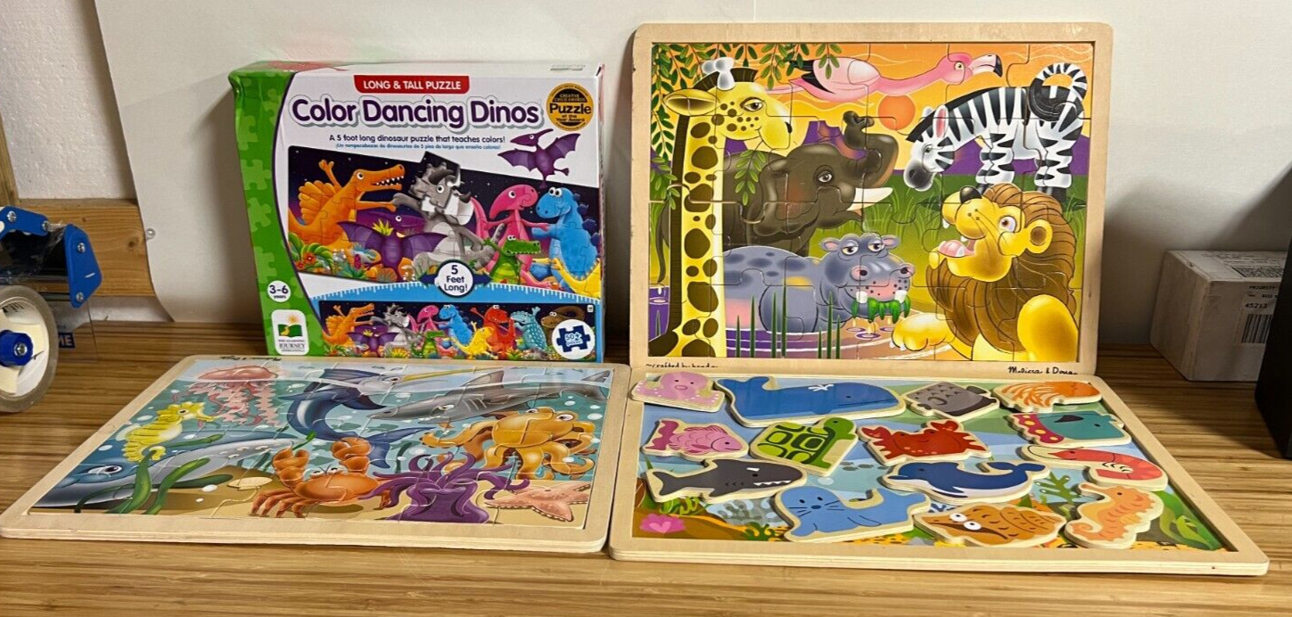 5 ft. 50 PC Dino Puzzle + 2 – 24 pc Wooden Puzzle by Melissa & Doug +