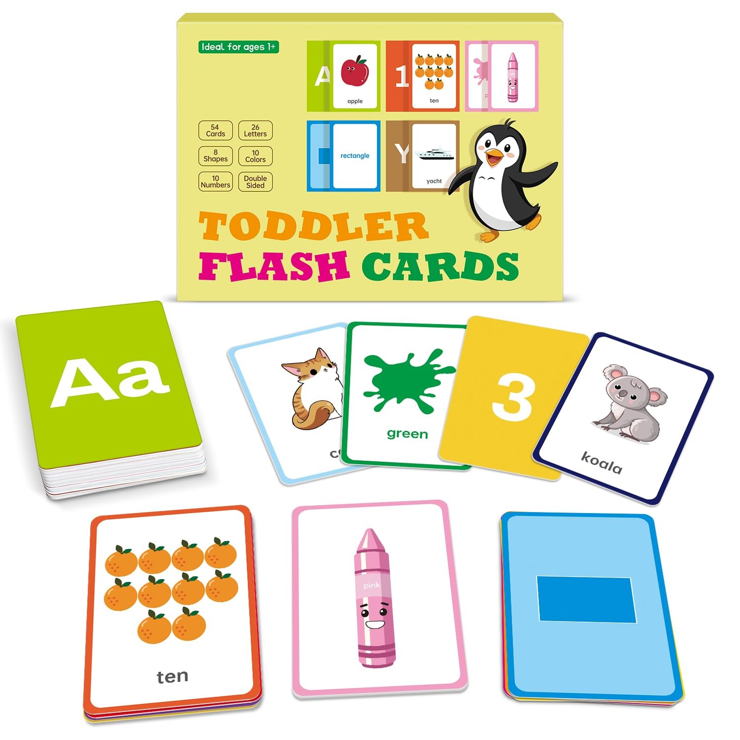 Flash Cards for Toddlers 1-3 Alphabet ABC Flash Cards,Letter Number Animal Shape