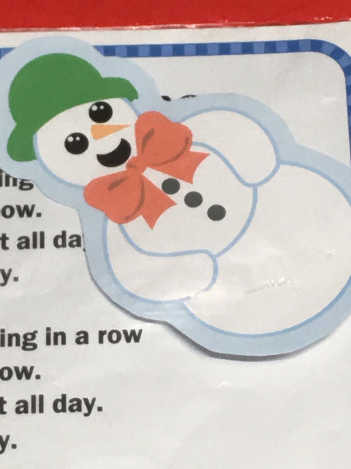 FIVE LITTLE SNOWMEN – LAMINATED – FLANNEL FELT STORY and PIECES