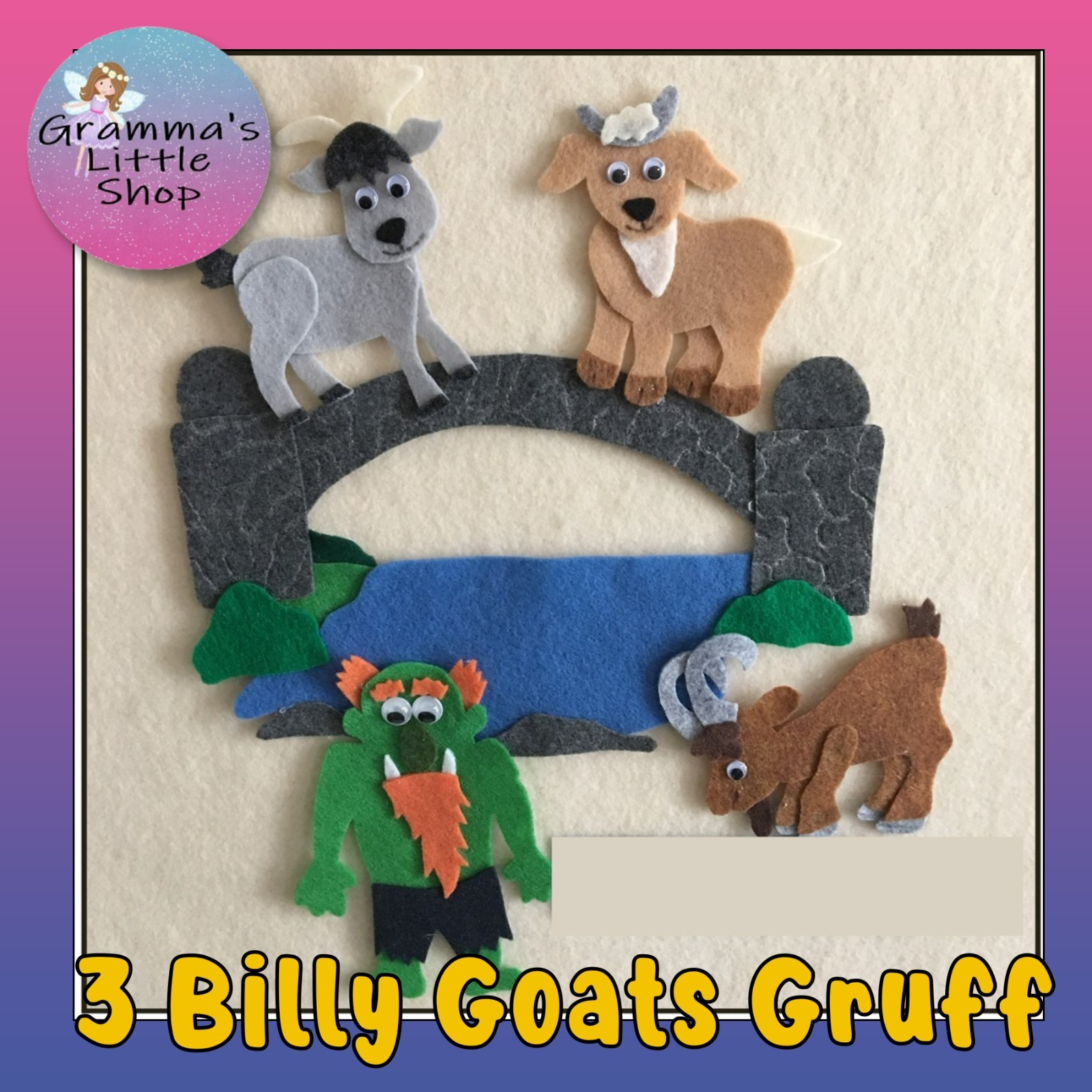 3 Billy Goats Gruff Felt Pieces for Felt/Flannel Board Play