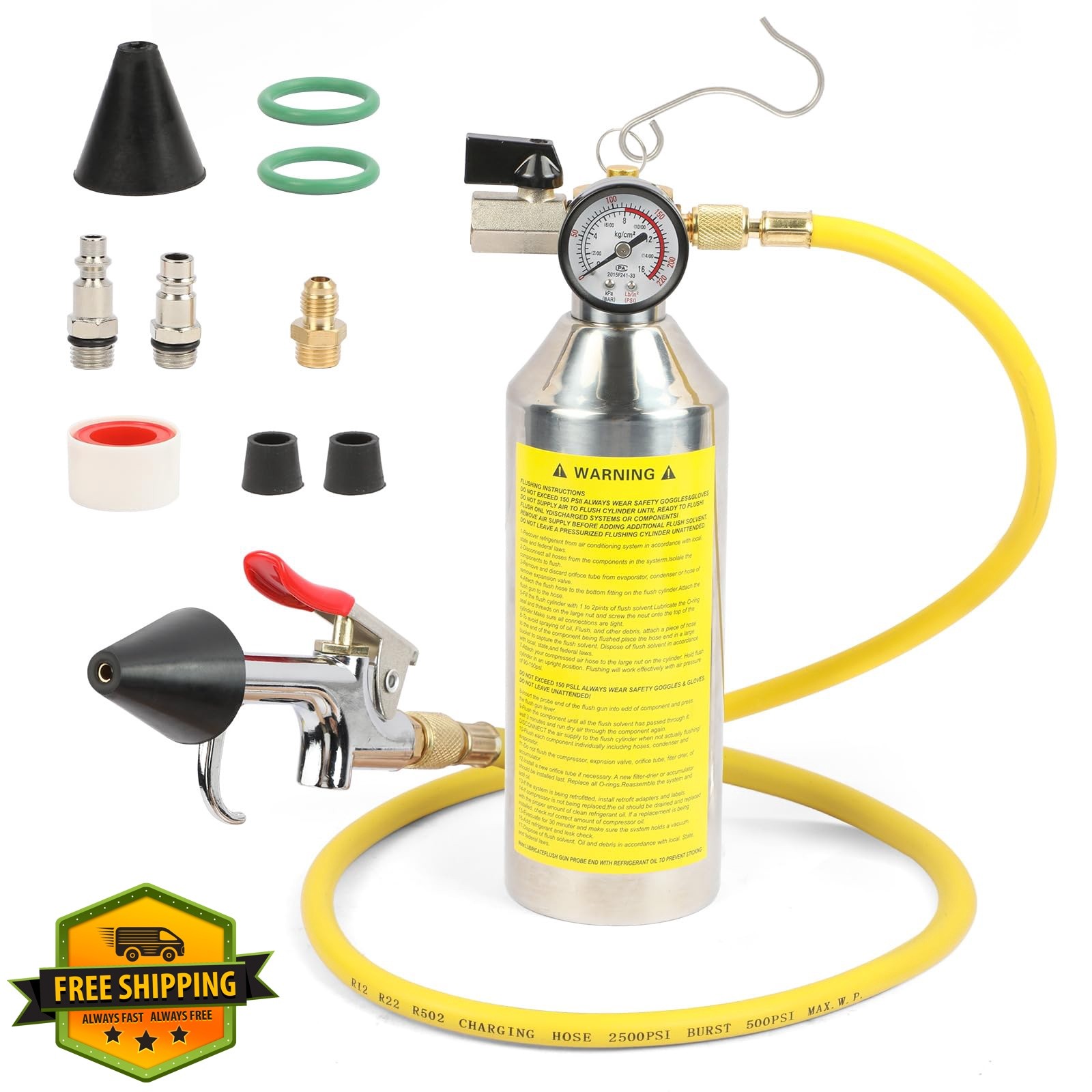 YUANRI AC Flush Kit 1L Stainless Steel R134A R12 R22 R404 R410A