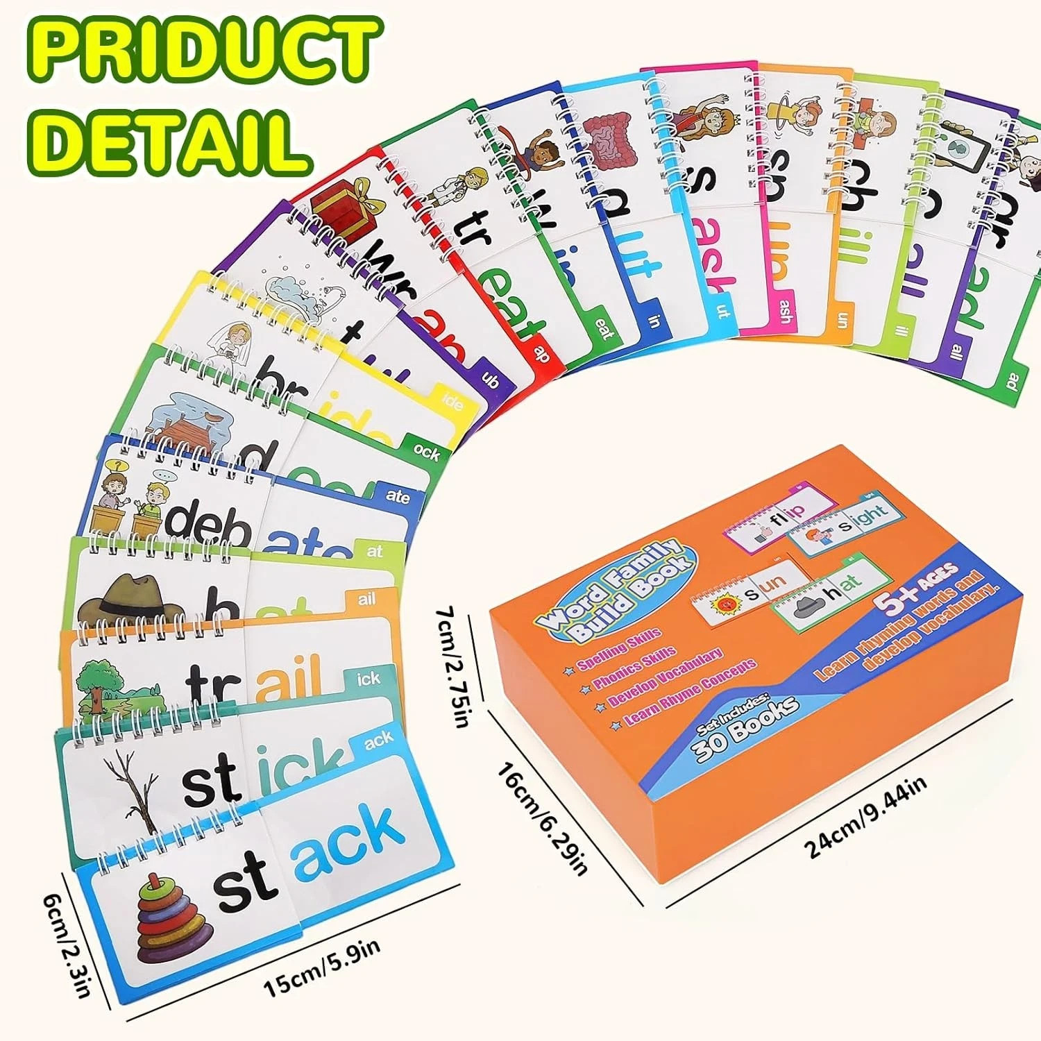 30PC Word Family Phonics Flip Books Set Kids Reading Learning Homeschool New