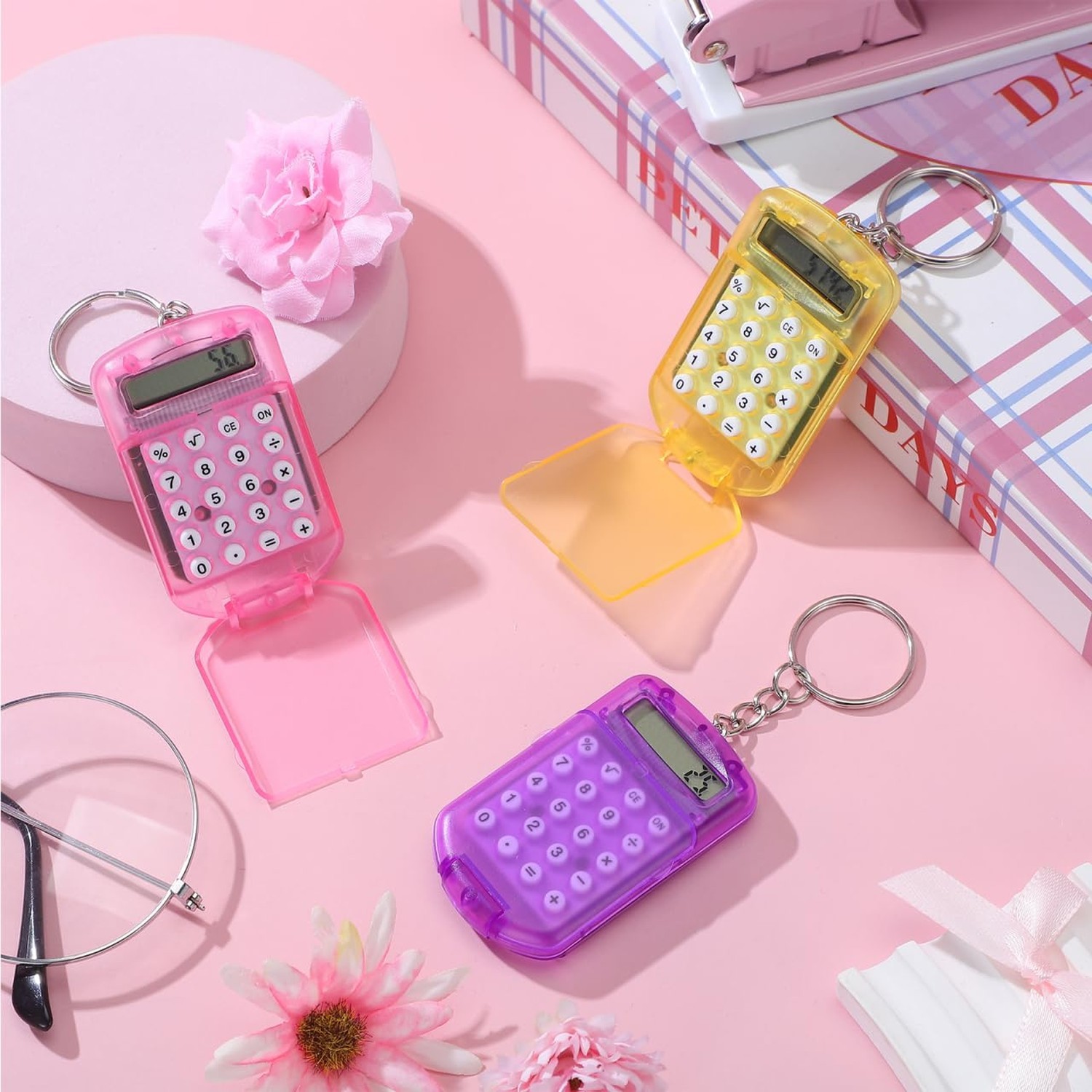 NUOBESTY 3Pcs Mini Calculator Keychain, Tiny Pocket Calculator with Key Ring …
