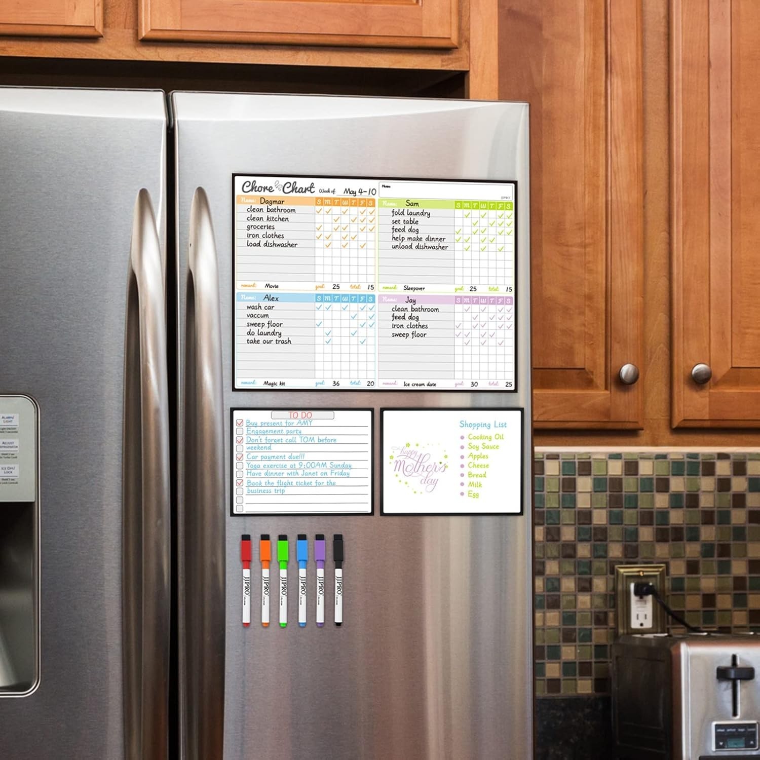 Magnetic Dry Erase Chore Chart Set for Fridge-Used for Multiple Kids-One Chor…