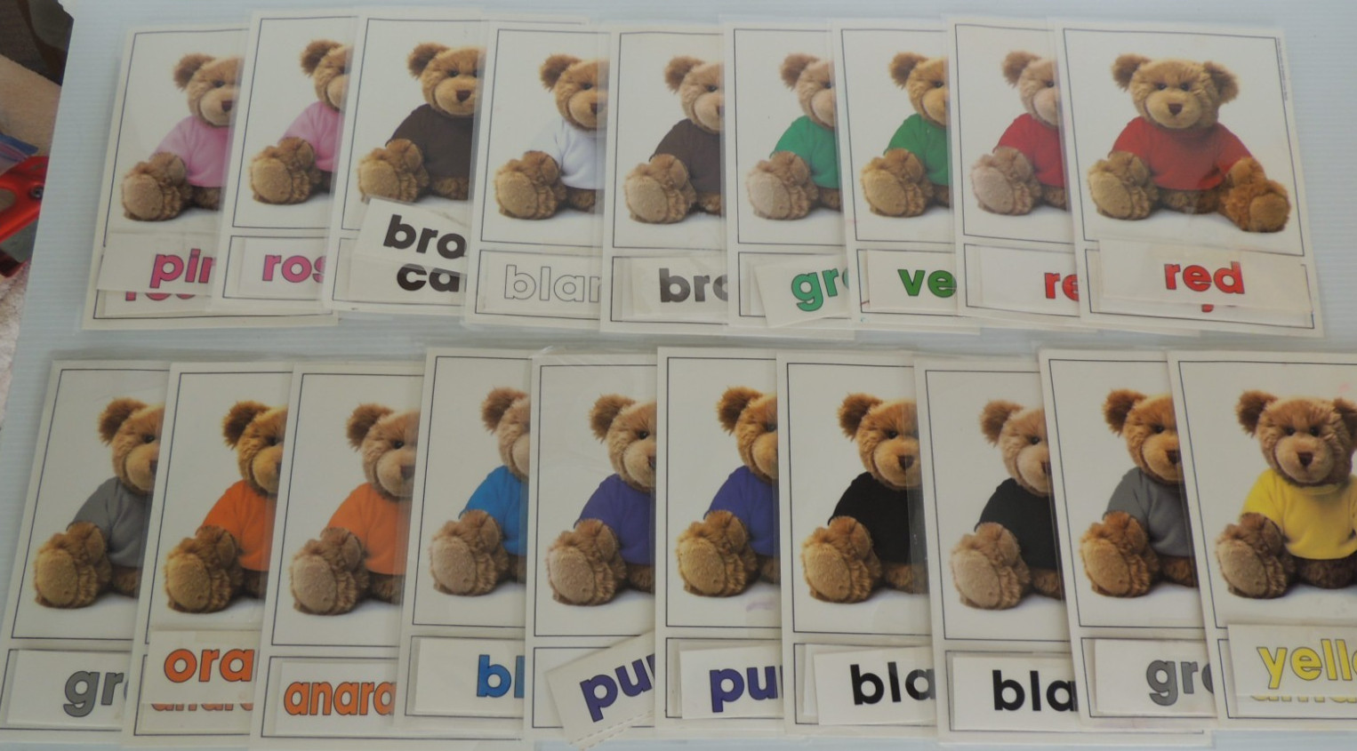English & Spanish teddy bear Colors large 6 x 8-inch 19 pc